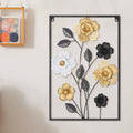 Iron Wall Art with Layered Flowers, Black Frame, 60 x 40 x 1 cm - view 5