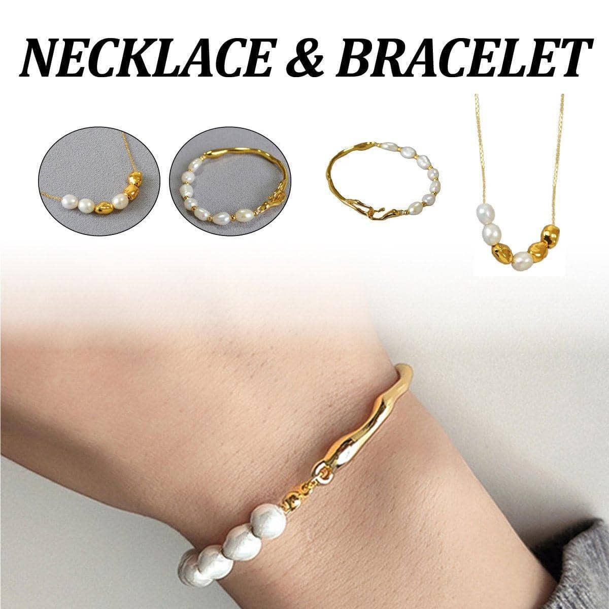 Irregular Imitation Pearl and Gold Tone Bead Necklace for Women, Necklace - view 2