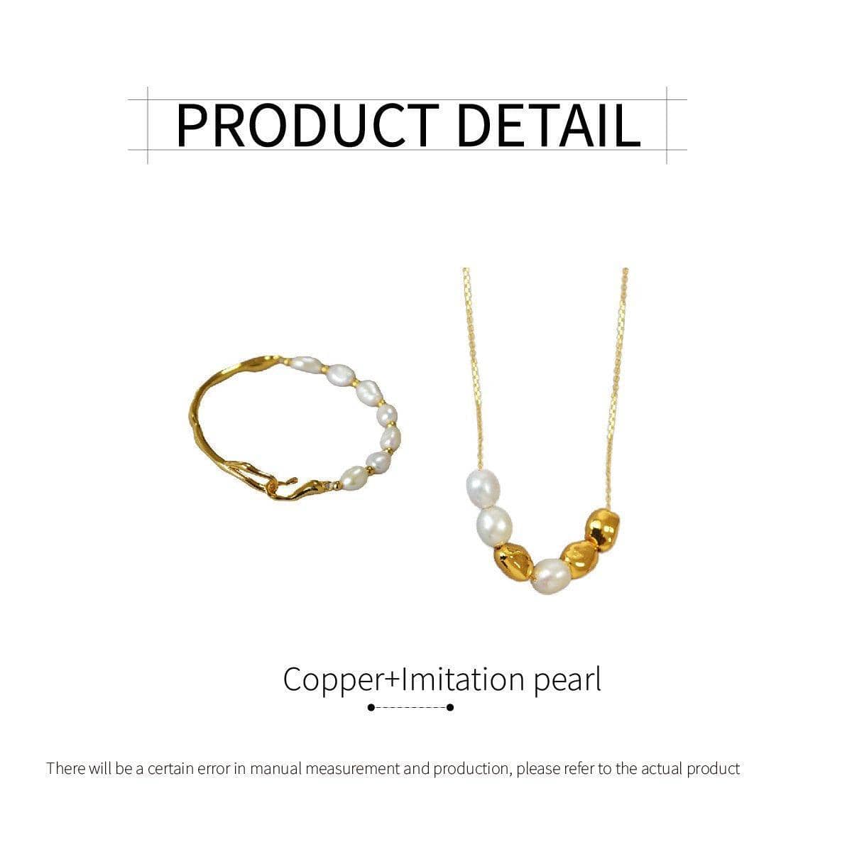 Irregular Imitation Pearl and Gold Tone Bead Necklace for Women, Necklace - view 4