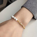 Irregular Imitation Pearl and Gold Tone Bead Necklace for Women, Necklace - view 5