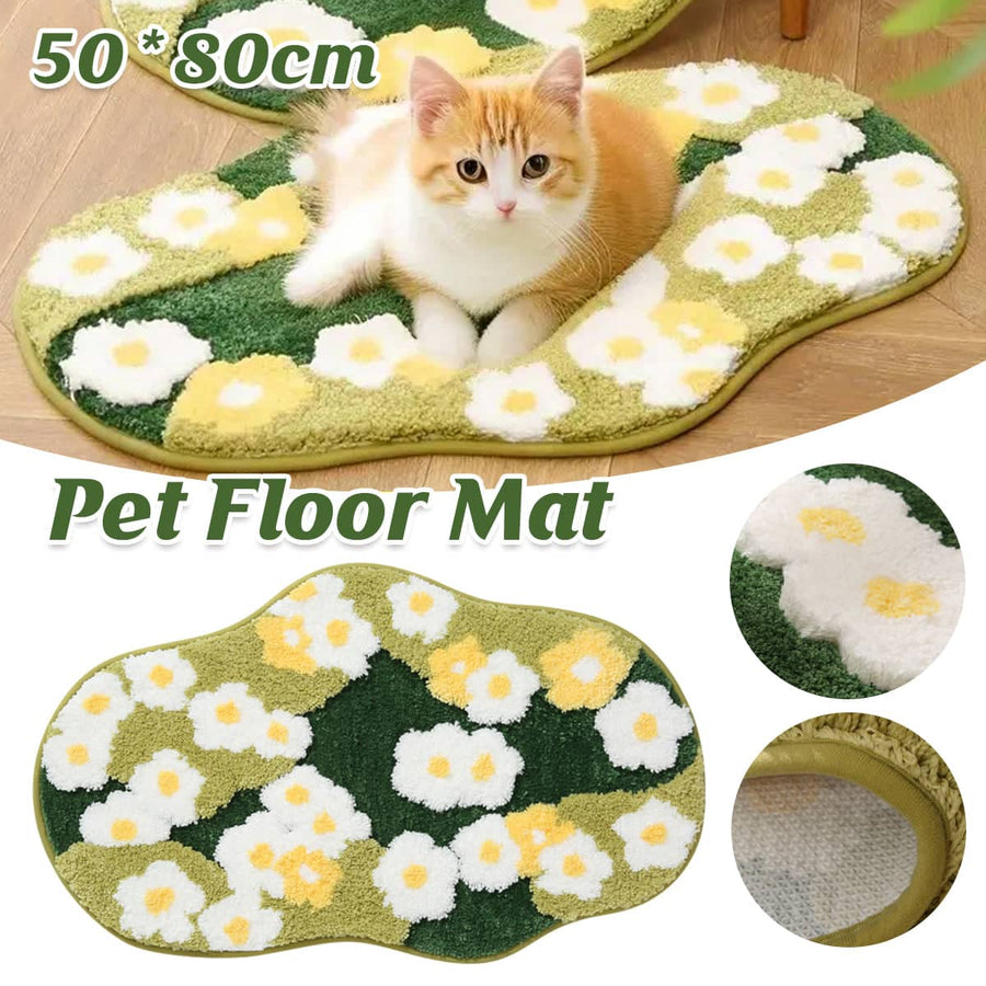 Irregular Shaped Non Slip Pet Floor Mat with Flower Pattern for Halls and Living Rooms