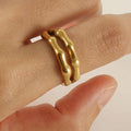 Irregular Three-Piece Ring Set in Gold and White, Minimalist Alloy - view 4