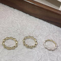 Irregular Three-Piece Ring Set in Gold and White, Minimalist Alloy - view 5