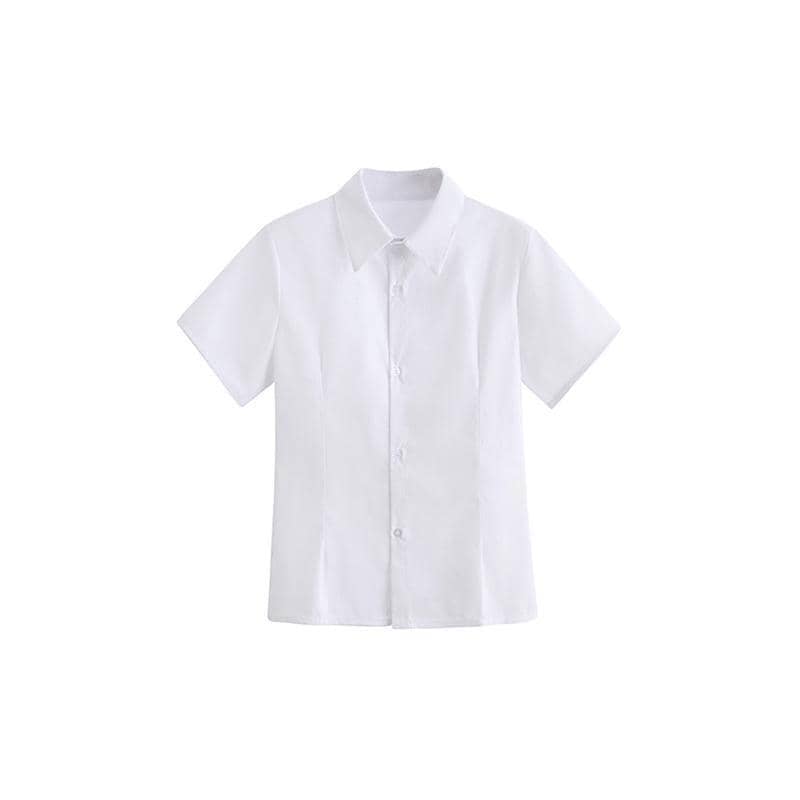 Japanese JK Uniform Short Sleeve Shirt - White, Size M (Chest 94 cm)
