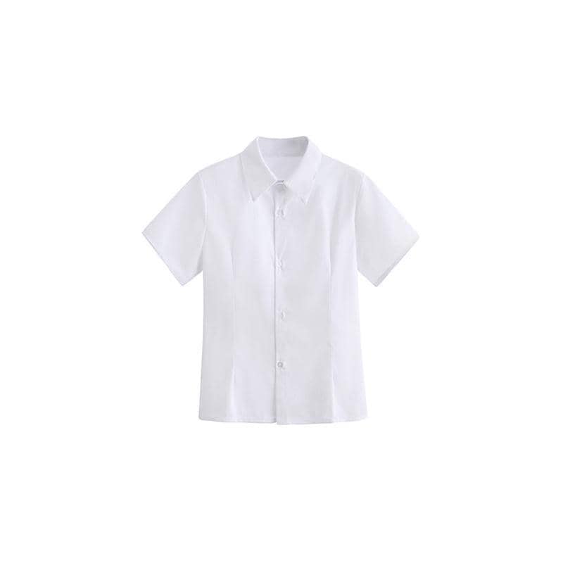 Japanese JK Uniform Short Sleeve Shirt - White, Size S (Chest 90 cm)