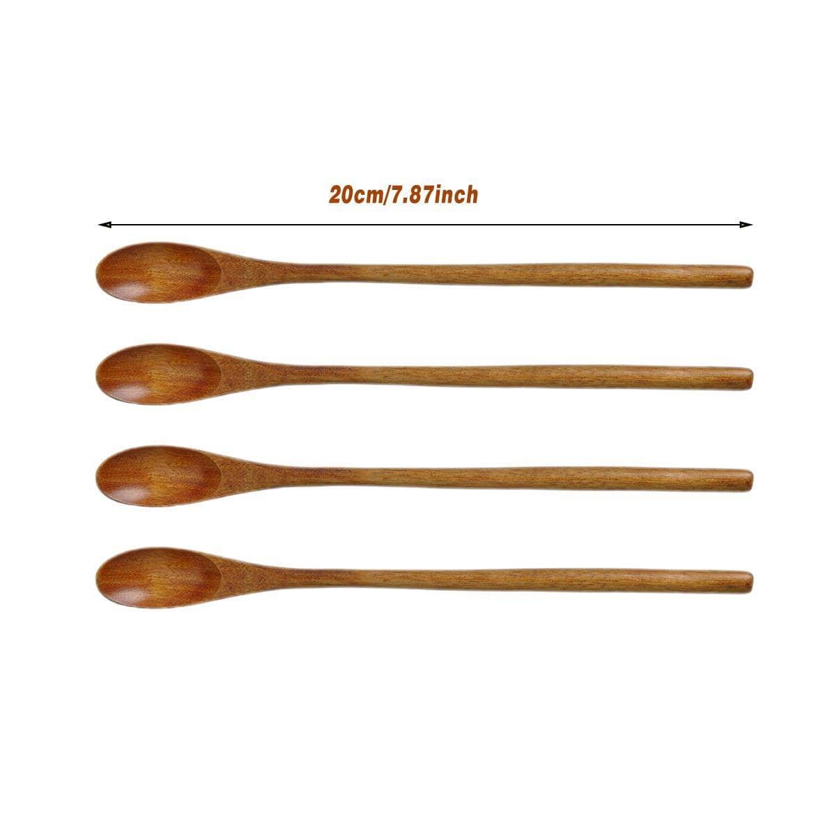 Japanese Wooden Long Handle Stirring Spoons 20 cm, Pack of 4 - view 3