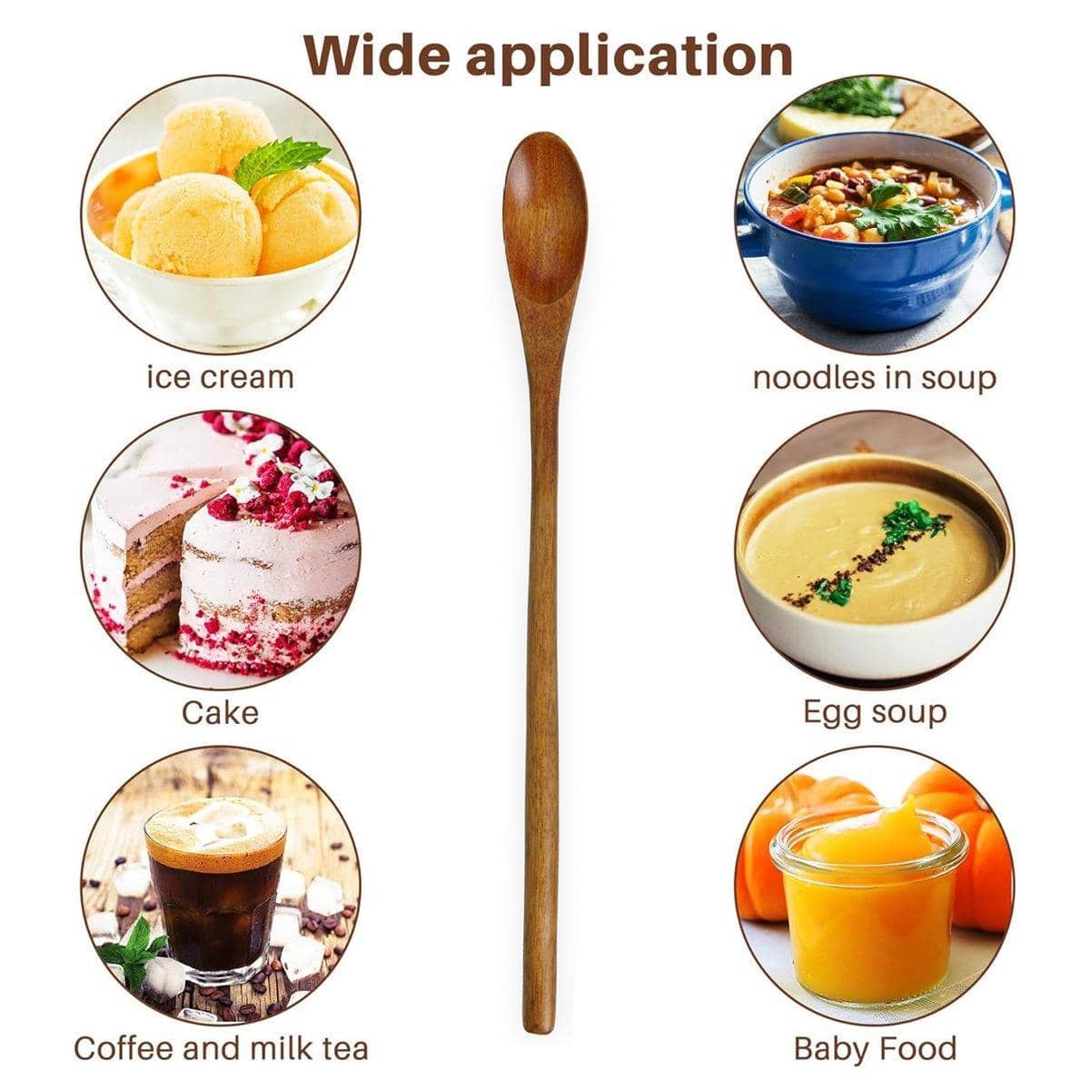 Japanese Wooden Long Handle Stirring Spoons 20 cm, Pack of 4 - view 5