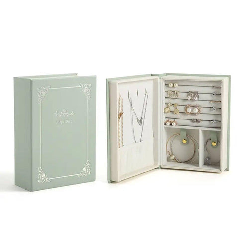 Jewellery Box in PU Leather for Earrings and Rings - Green