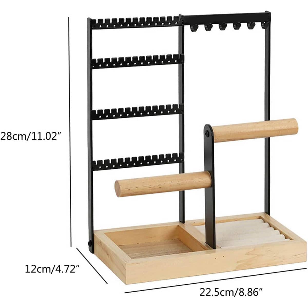 Jewellery Display Rack with 4 Tiers for Earrings, Bracelets and Necklaces - Black - view 4
