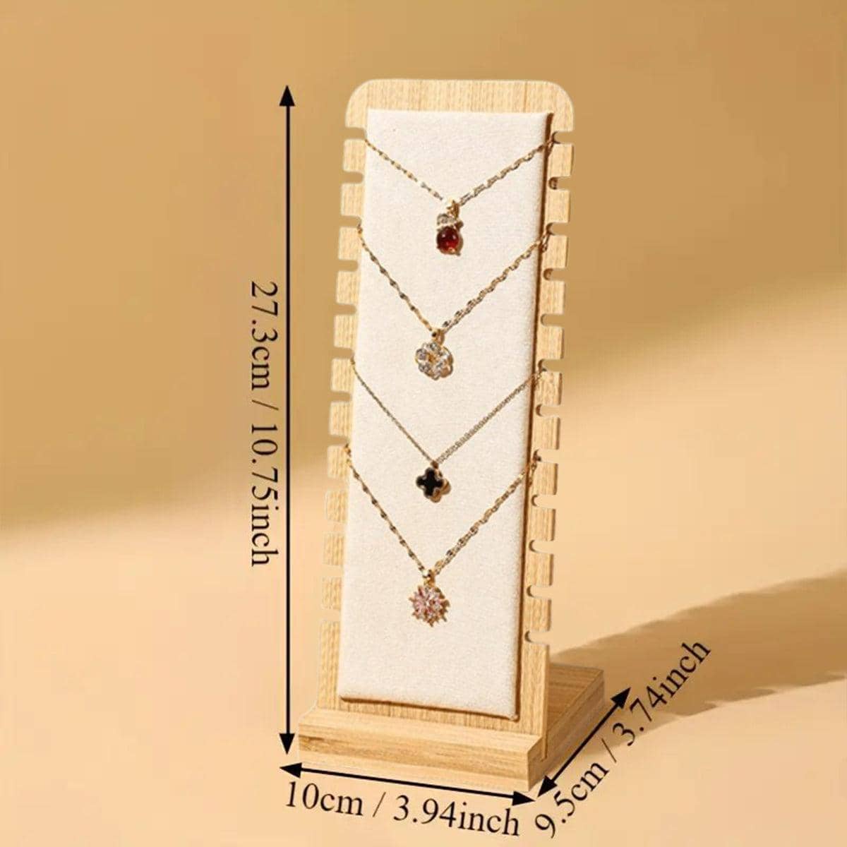 Jewellery Display Stand in Bamboo with Plush Surface - Green - view 4