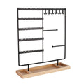 Jewellery Display Stand with Wooden Base for Earrings and Necklaces - Black