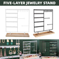 Jewellery Display Stand with Wooden Base for Earrings and Necklaces - Black - view 2