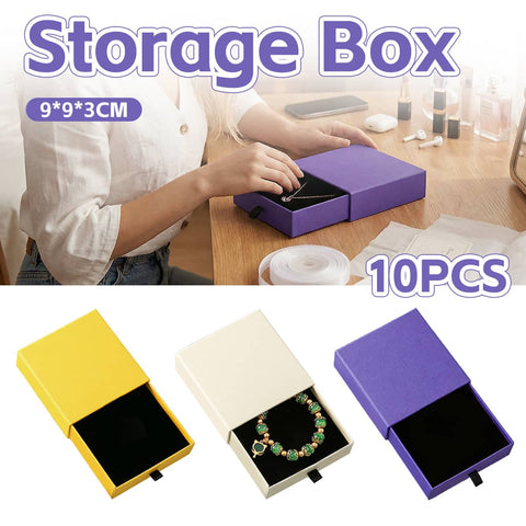 Jewellery Drawer Storage Box Set Pack of 10, 9cm Square Velvet Lined - Purple - view 2