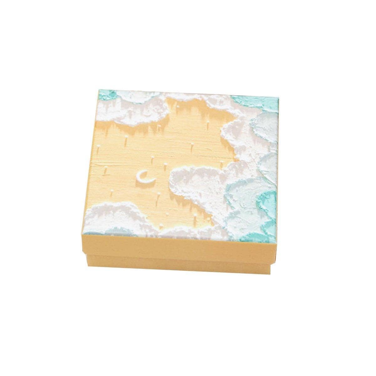 Jewellery Gift Boxes, Set of 20 - Gold Sand and Aqua Wave Print, 7 x 7 x 3 cm