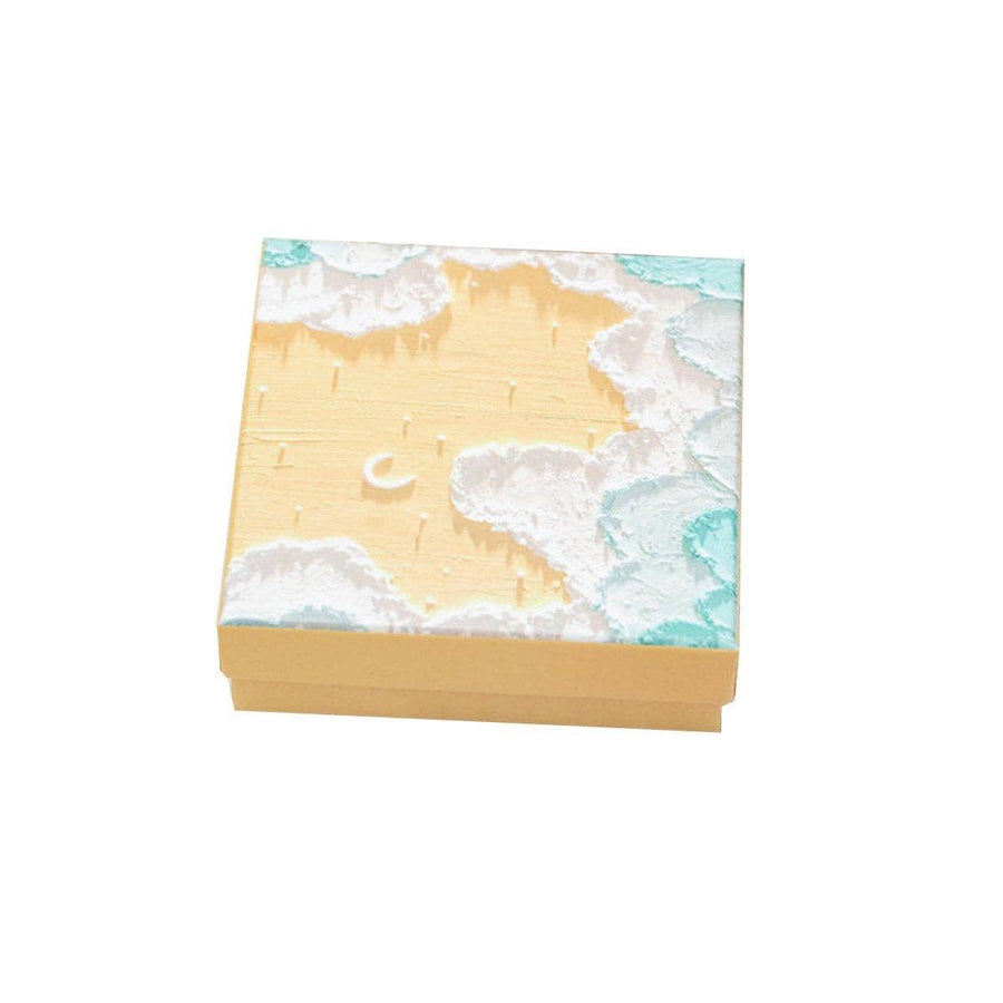 Jewellery Gift Boxes, Set of 20 - Gold Sand and Aqua Wave Print, 7 x 7 x 3 cm