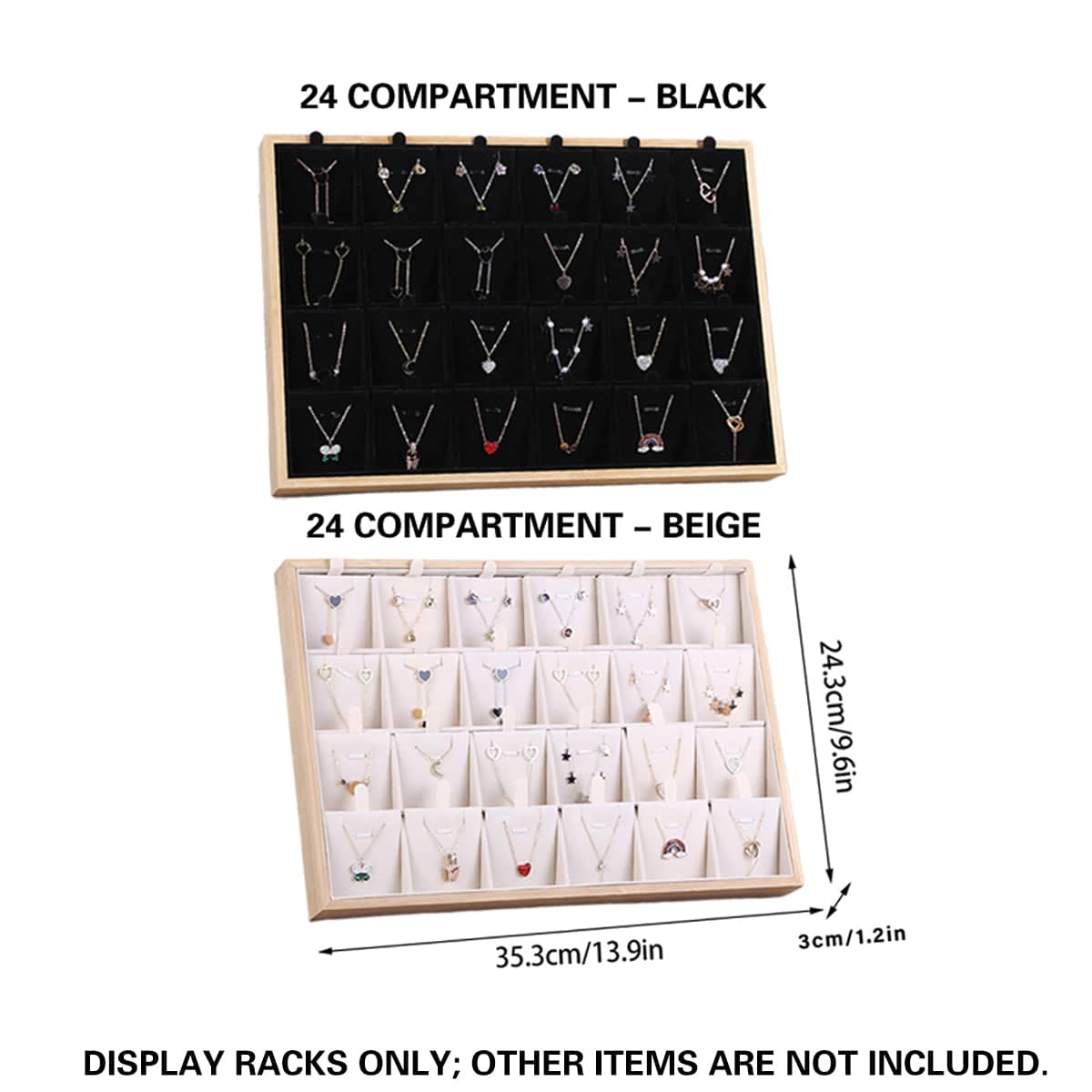 Jewellery Necklace Display Stand Organiser with 24 Slots for Earrings, Rings and Bracelets - White - view 4