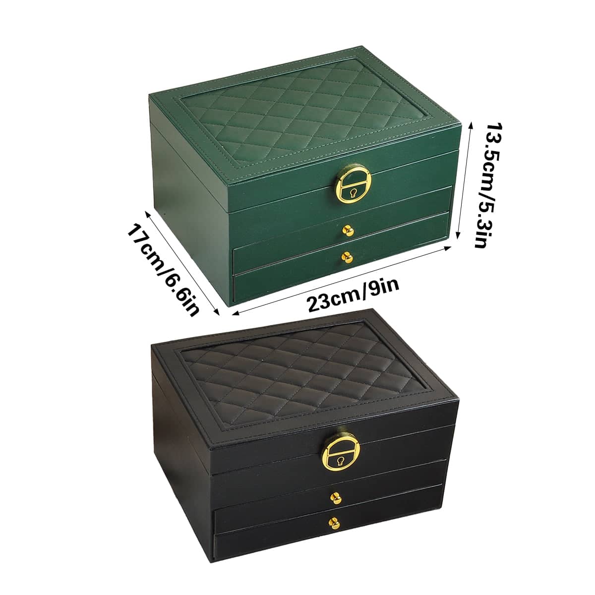 Jewellery Organiser Box, 3-Layer PU Leather Storage Case - Black - view 4