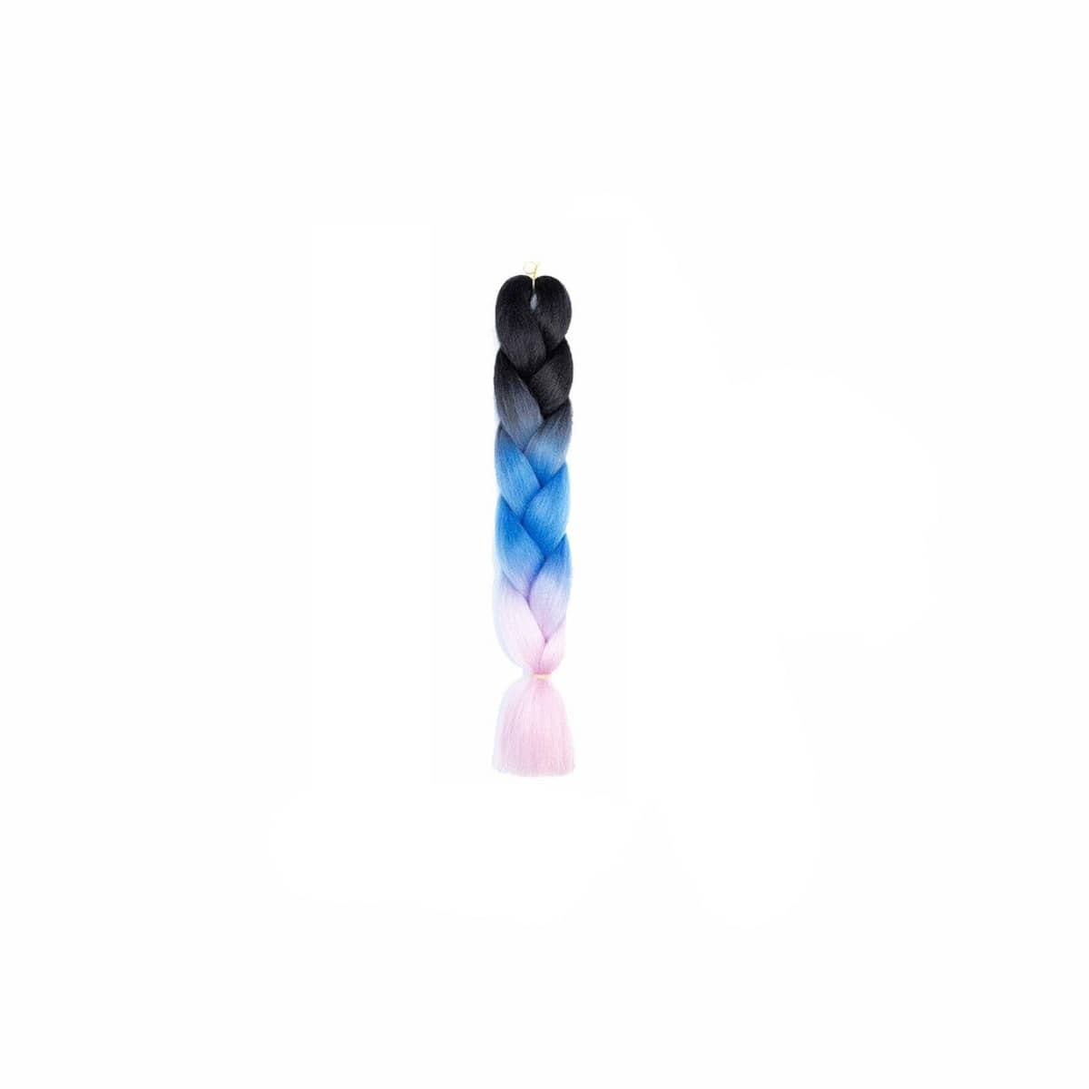 Jumbo Braiding Hair Extensions - Black, Blue and Light Pink Ombre