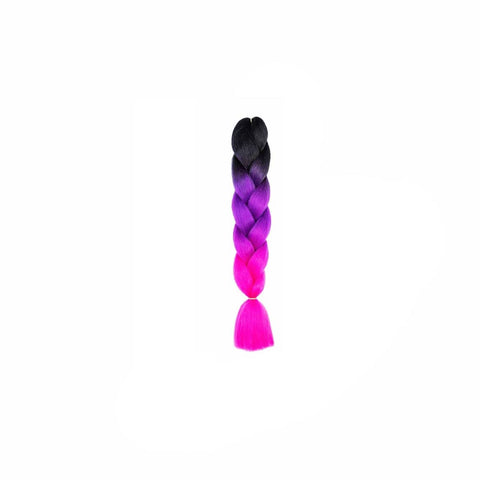Jumbo Braiding Hair Extensions - Black, Purple and Hot Pink Ombre
