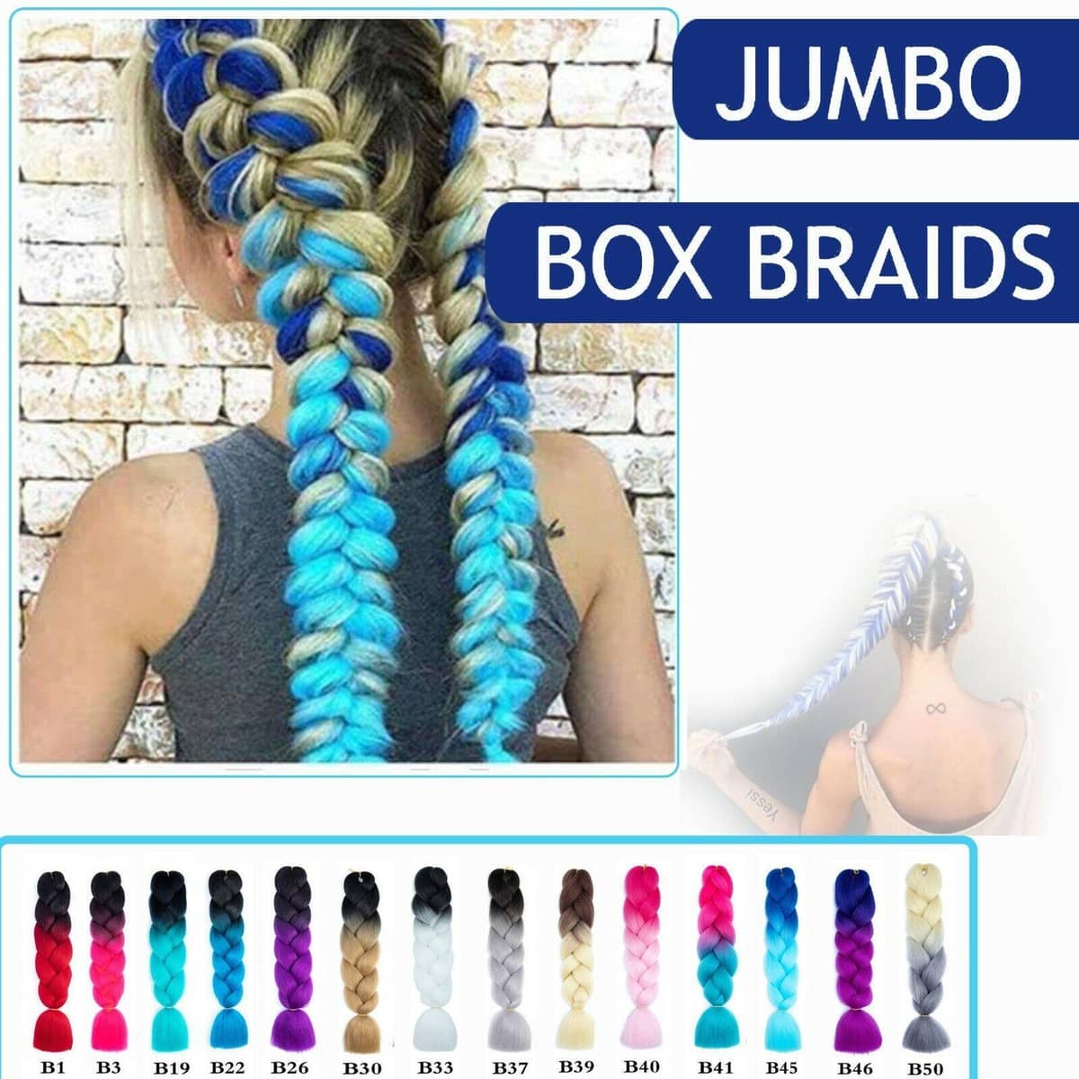 Jumbo Braiding Hair Extensions - Lavender Blue - view 4