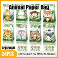 Jungle Animal Kraft Paper Party Bags - Pack of 24, Four Styles