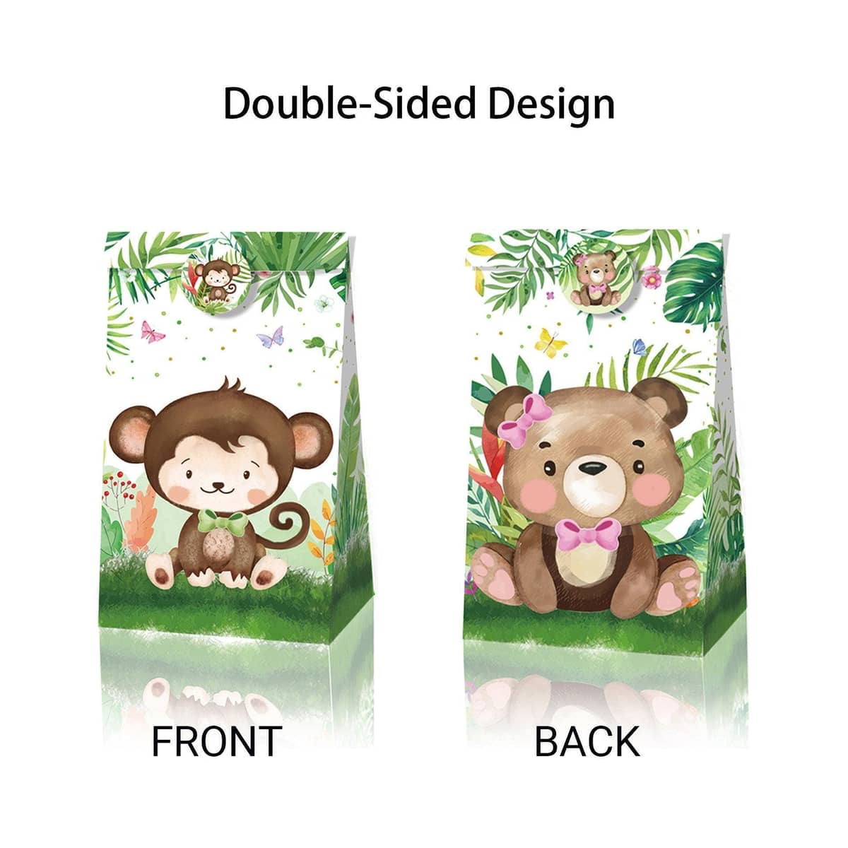 Jungle Animal Kraft Paper Party Bags - Pack of 24, Four Styles - view 3