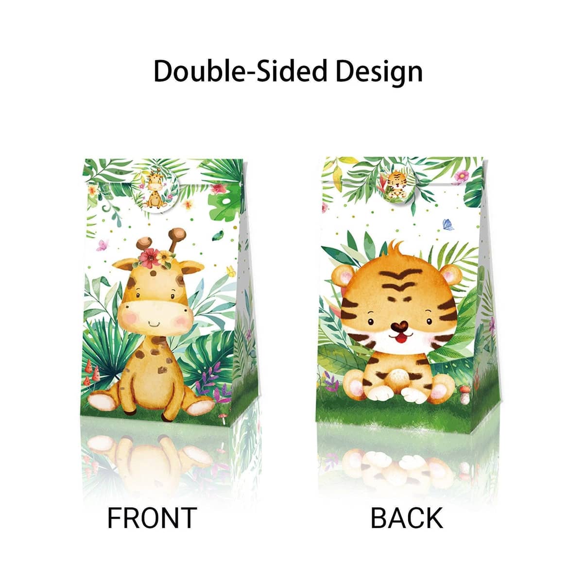 Jungle Animal Kraft Paper Party Bags - Pack of 24, Four Styles - view 5