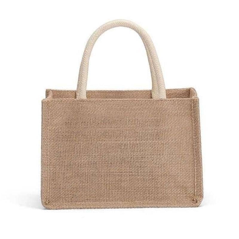 Jute Burlap Tote Bag with Handles, Natural - 37 x 18 x 27 cm