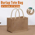 Jute Burlap Tote Bag with Handles, Natural - 37 x 18 x 27 cm - view 2