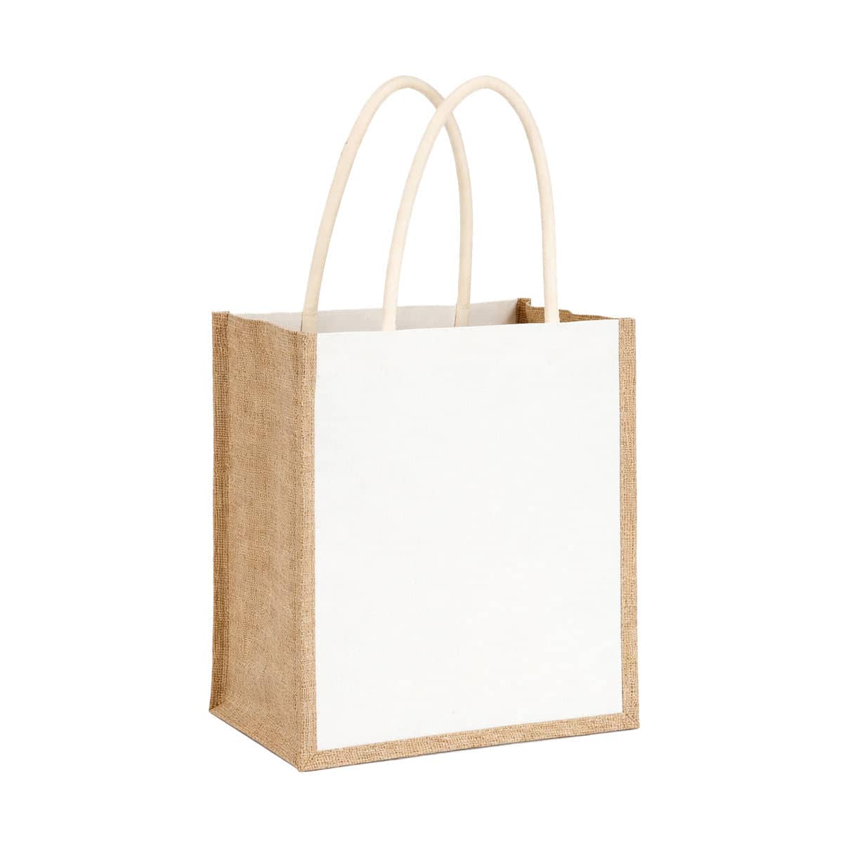 Jute Canvas Handheld Tote Bags, Pack of 5 - 29 x 25 x 15 cm