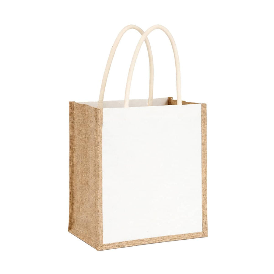 Jute Canvas Handheld Tote Bags, Pack of 5 - 29 x 25 x 15 cm