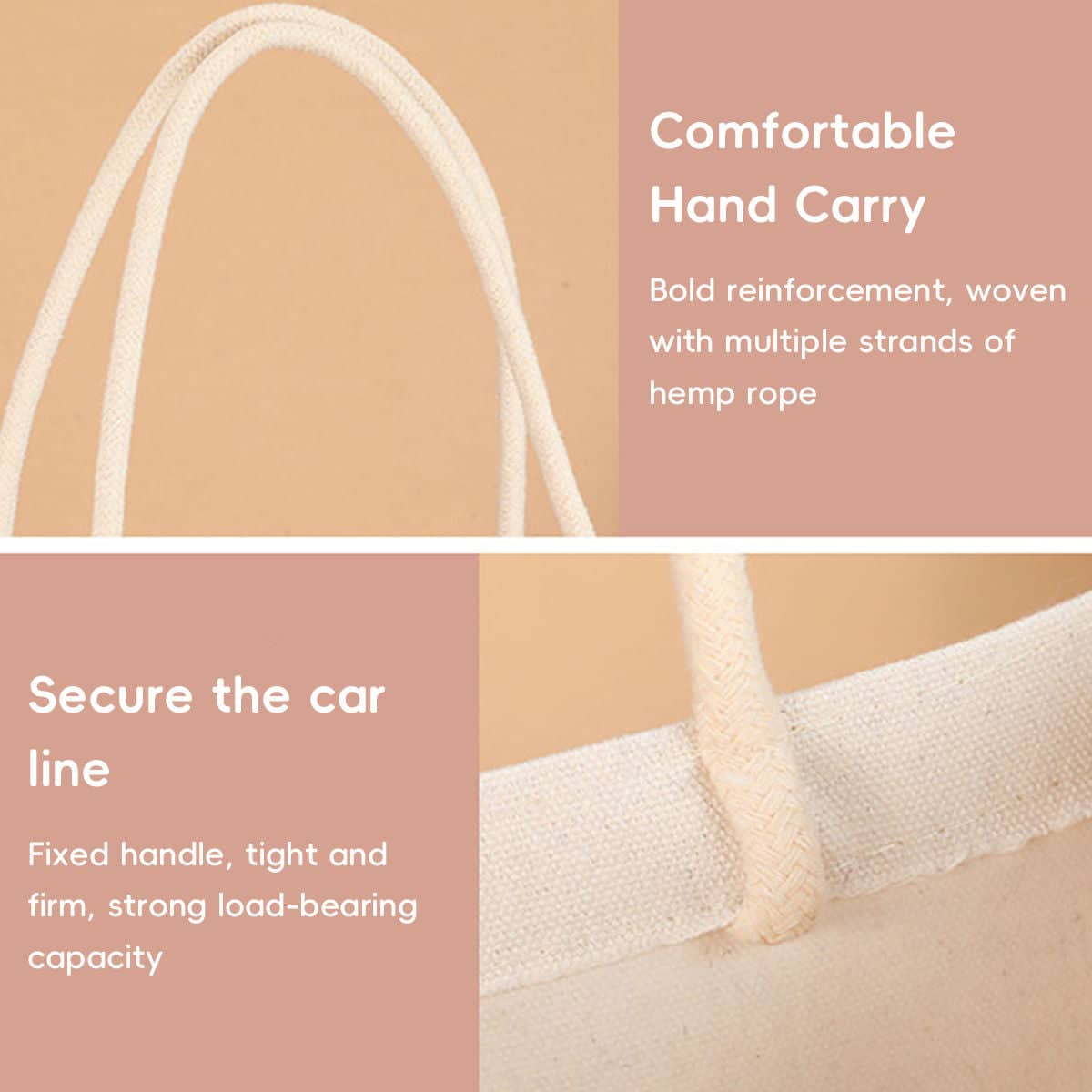 Jute Canvas Handheld Tote Bags, Pack of 5 - 29 x 25 x 15 cm - view 5