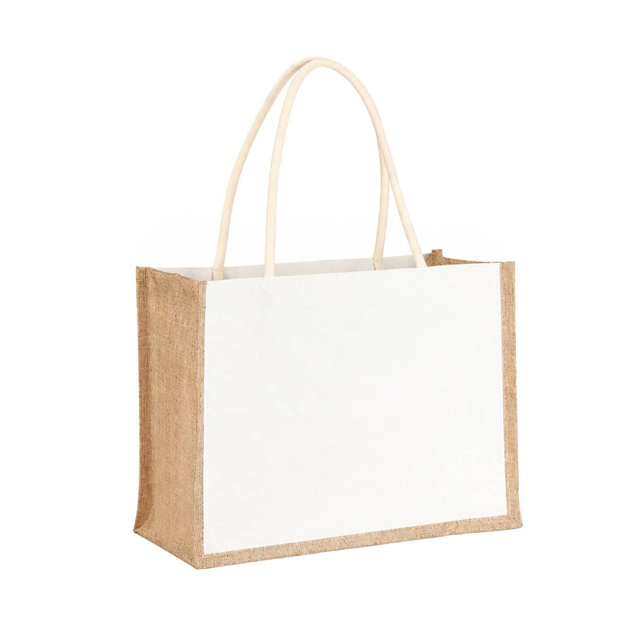 Jute Canvas Handheld Tote Bags, Pack of 5 - 32 x 13 x 22 cm
