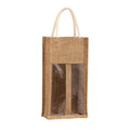 Jute Wine Bottle Bags with Windows, Pack of 5 - Double Bottle
