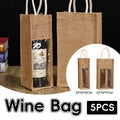Jute Wine Bottle Bags with Windows, Pack of 5 - Double Bottle - view 2