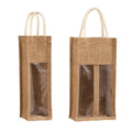 Jute Wine Bottle Bags with Windows, Pack of 5 - Double Bottle - view 3