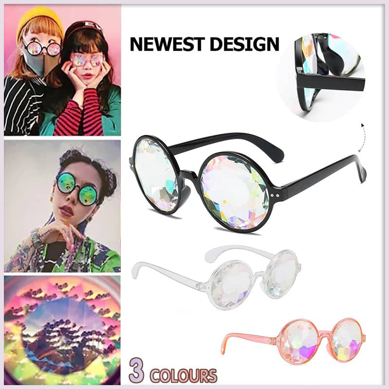 Kaleidoscope Glasses for Festivals and Raves - Pink Frame - view 2