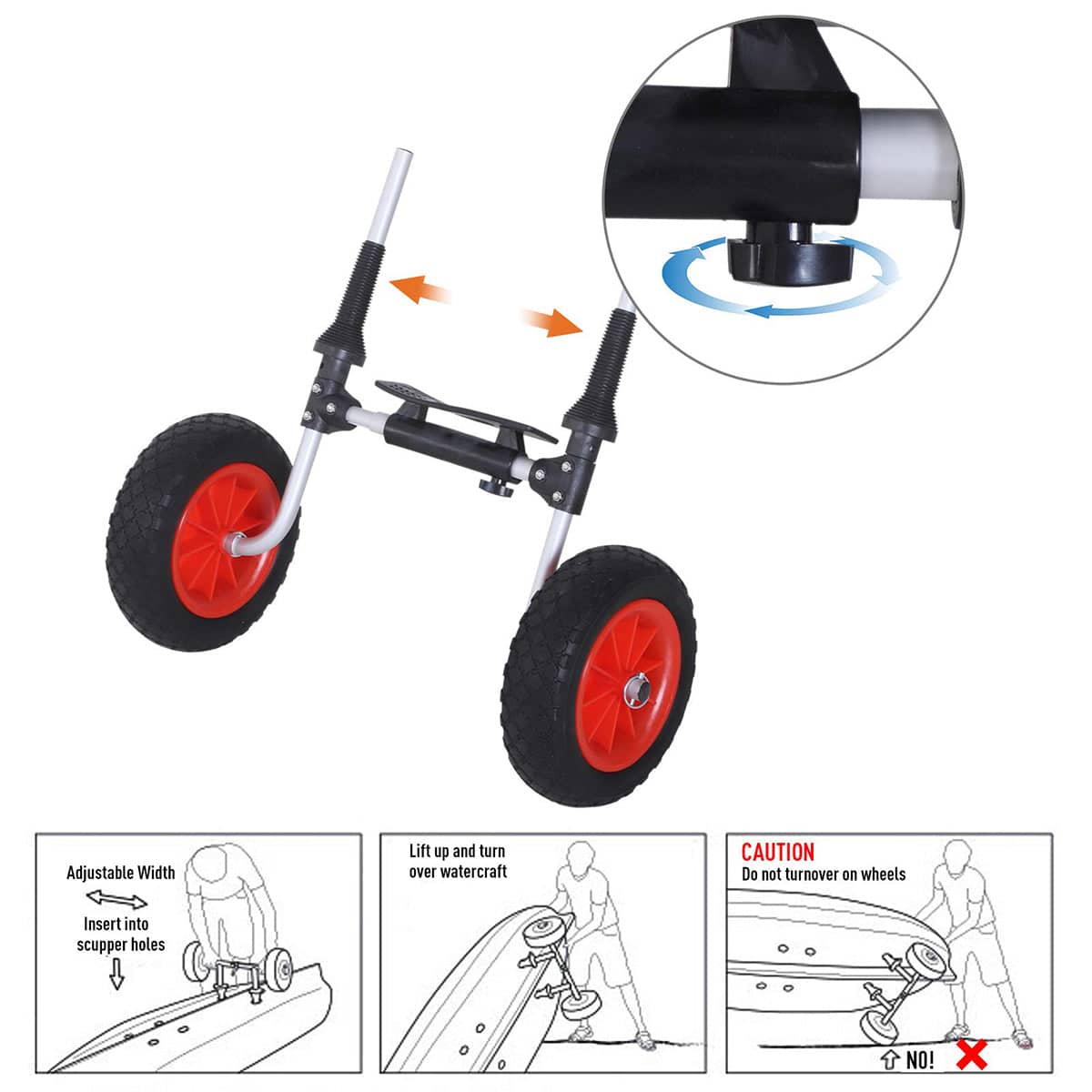 Kayak Beach Trailer with Adjustable 30-48 cm Width and Aluminium Frame - view 5