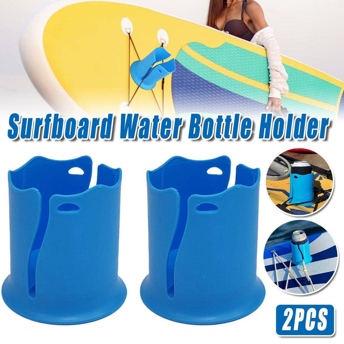 Kayak Drink Holder, Anti Tipping Surfboard Cup Holder, Pack of 2, Blue