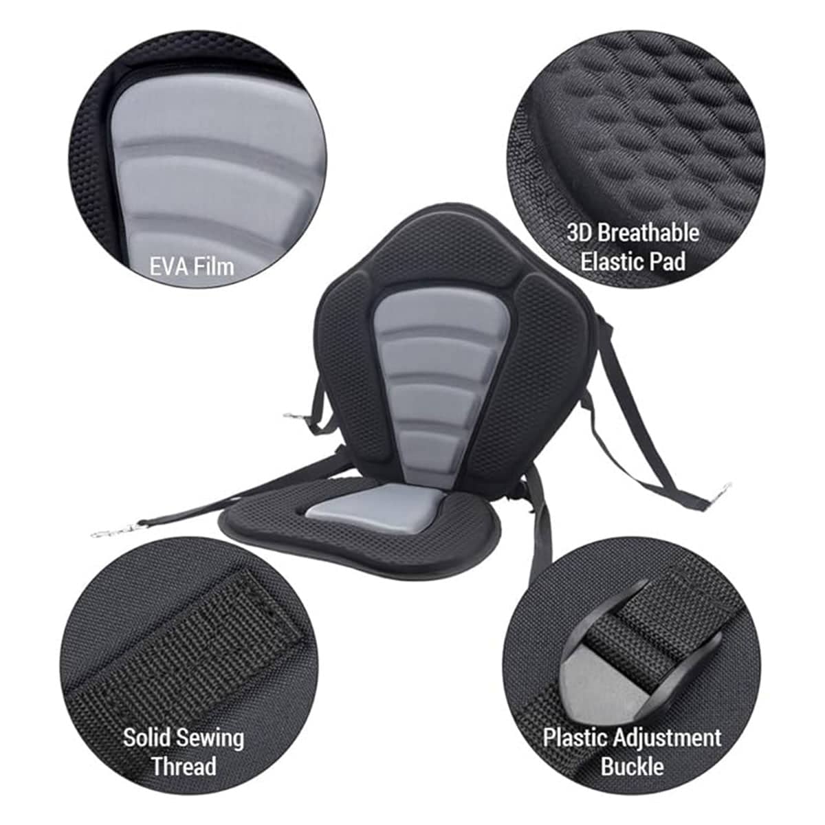 Kayak Seat Cushion with Detachable Backrest and Storage Bag - view 5