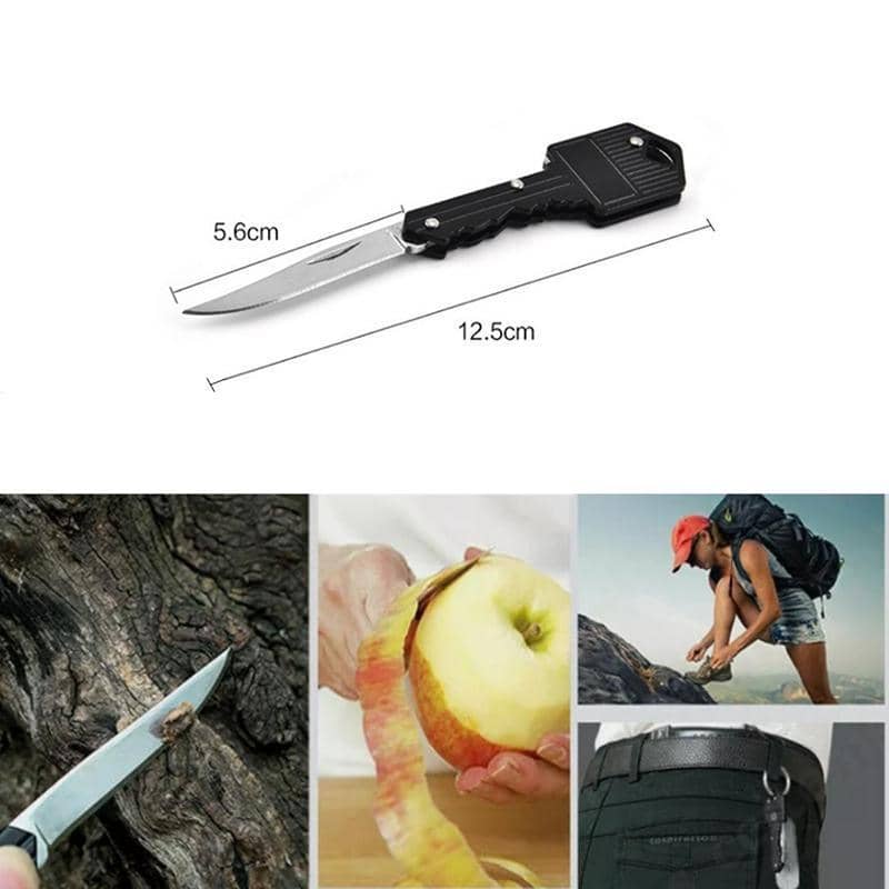 Key Shaped Folding Pocket Knife - Black Aluminium Handle, Silver Steel Blade - view 3