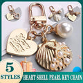 Keyring Bag Charm - Gold Heart with Conch Shell - view 2