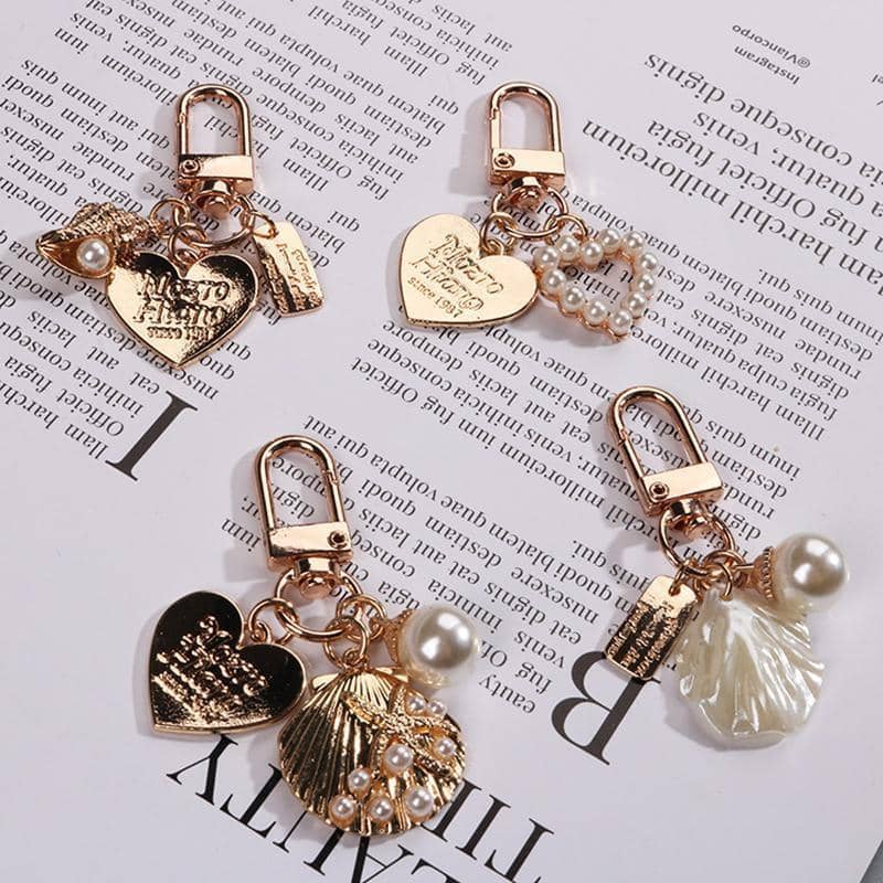 Keyring Bag Charm - Gold Heart with Conch Shell - view 4