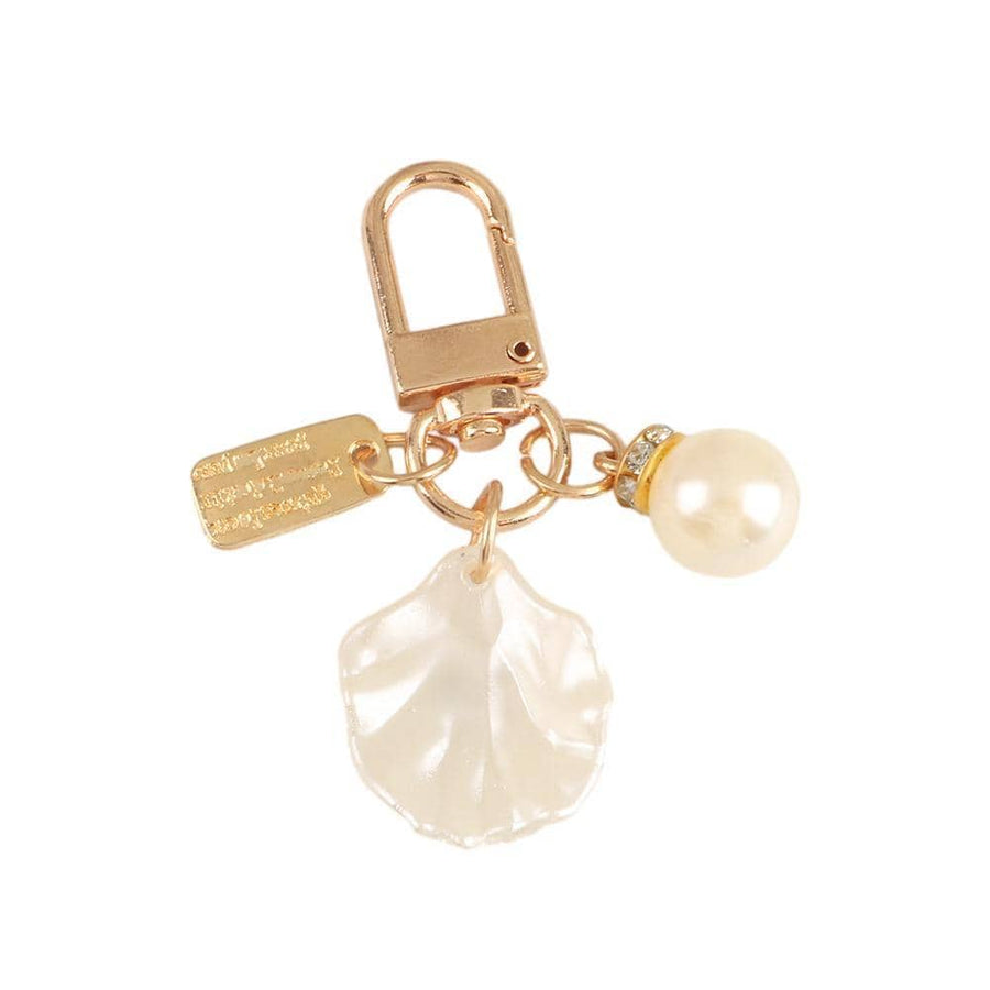 Keyring Bag Charm - Pearl Shell with Pearl Bead
