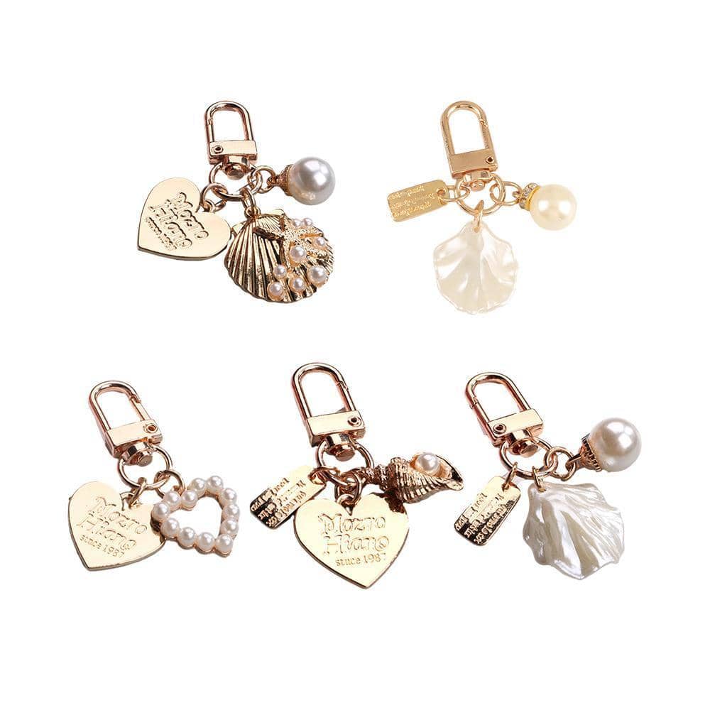 Keyring Bag Charm - Pearl Shell with Pearl Bead - view 3