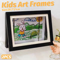 Kids Art Display Frames Set Wooden Artwork Holder - Pack of 2 A4 Frames, Black