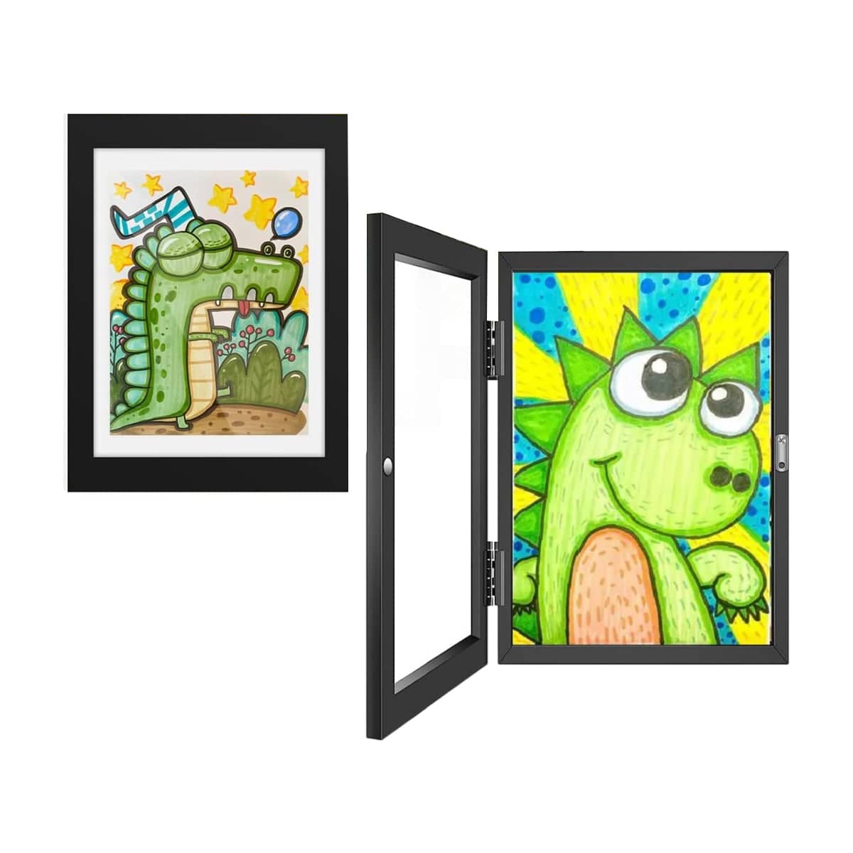 Kids Art Display Frames Set Wooden Artwork Holder - Pack of 2 A4 Frames, Black - view 2