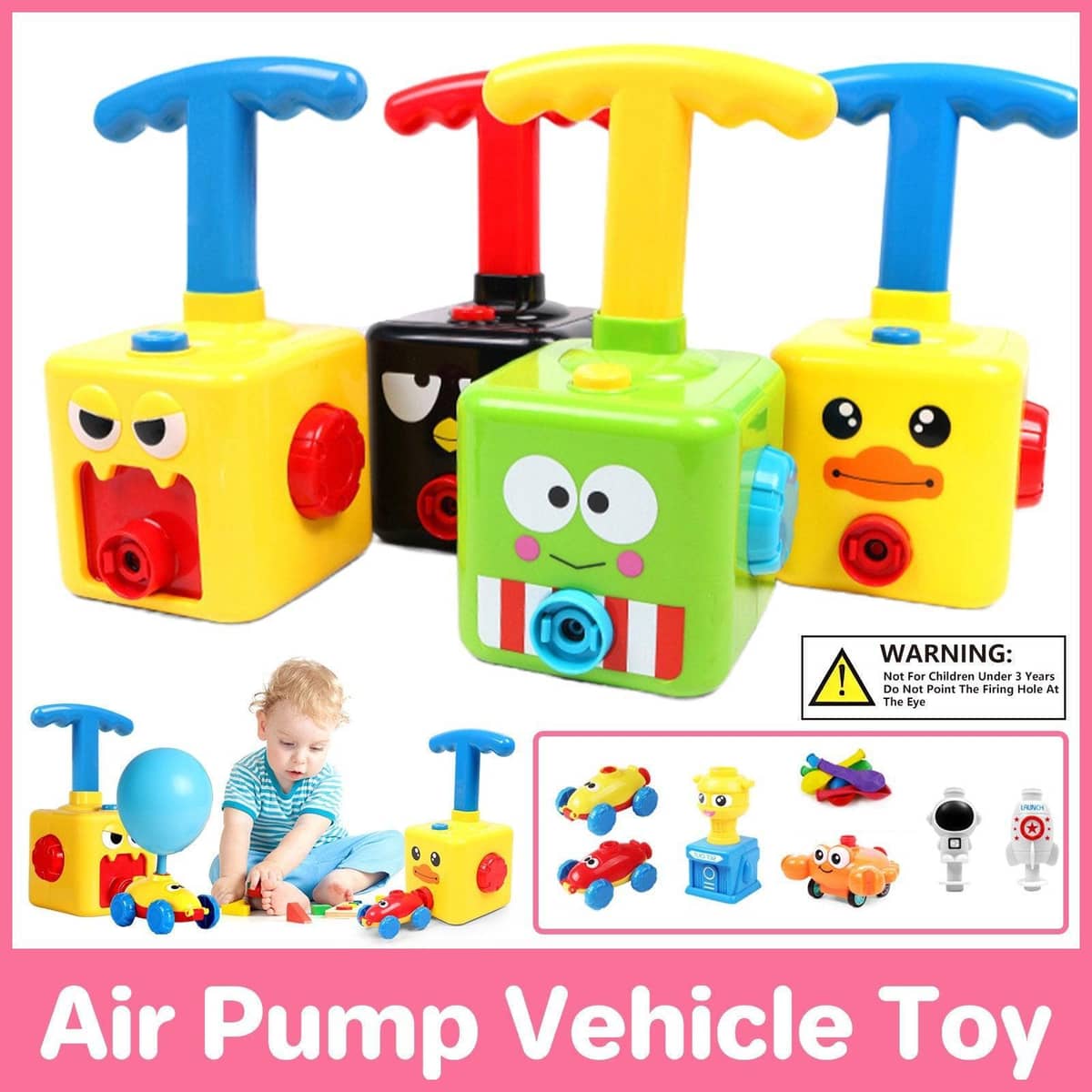 Kids Balloon Powered Car Toy Air Pump Racer Launcher with Frog Pump - Frog - view 2