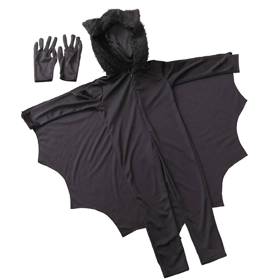 Kids Bat Costume Halloween Animal Outfit with Hood, Gloves and Wings - Size XL (Bust 84 cm)