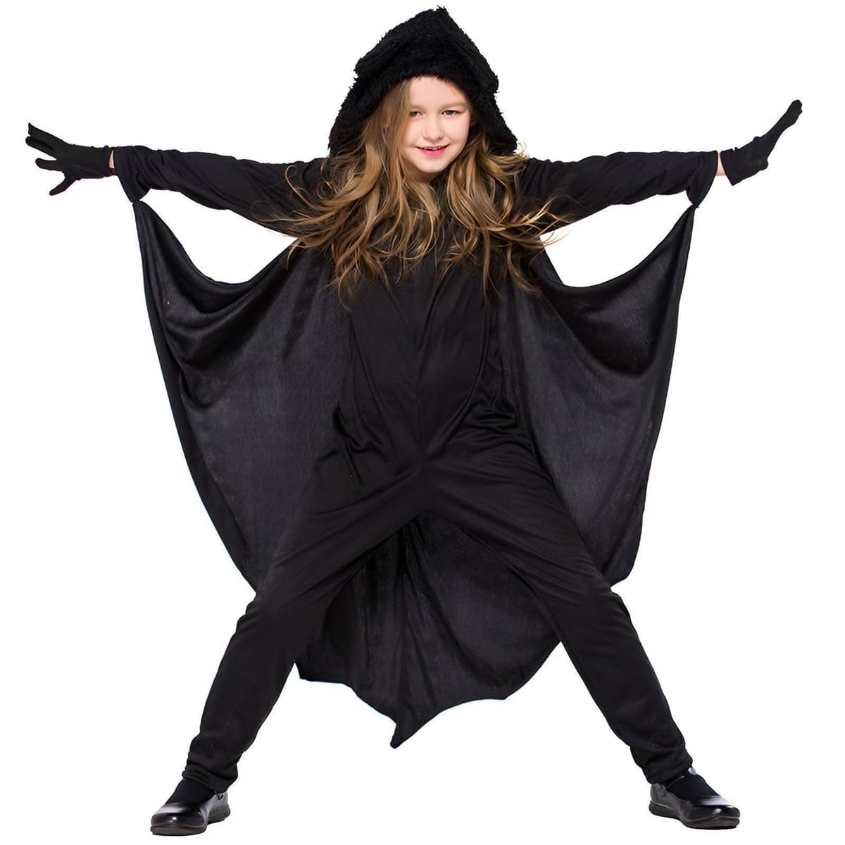 Kids Bat Costume Halloween Animal Outfit with Hood, Gloves and Wings - Size XL (Bust 84 cm) - view 4